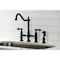 Kingston Brass KS1270ALBS Heritage Bridge Kitchen Faucet W/ Brass Sprayer, Matte Black KS1270ALBS - alternate 3